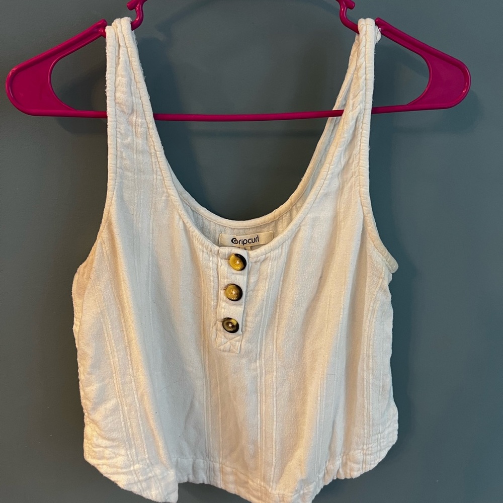 Rip Curl Women's White Button-Front Tank Top
